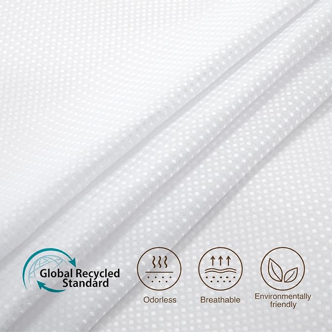 Siiluminisoy Shower Curtain with Liner, Waffle Shower Curtain Set with 12 Stainless Steel Hooks, Waterproof, Machine Washable, Luxury Fabric Shower Curtains for Apartment, White, 72" W x 72" H