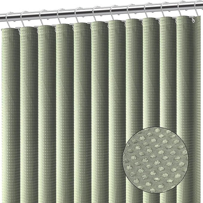 Clara Clark Sage Green Shower Curtain - Hotel Quality Waffle Fabric Bath Curtain 72x72, Heavy Duty Waterproof Shower Curtains for Bathroom