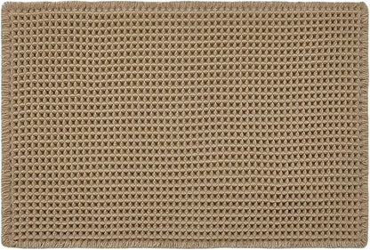 TYUU Waffle Bath Mat, Small Boho Bathroom Rugs Non Slip, 24x16 Khaki | Super Absorbent Quick Dry Bath Rug, Non-Slip Backing, Soft Waffle Washable Farmhouse Bathroom Mats, Tub, Shower & Home Decor