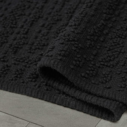 French Connection Nellore Bathroom Rugs, Woven and Beaded Mats, Durable Bath Rugs, Thick Bath Mats for Bathroom and Shower Rugs, 26" x 49", Black