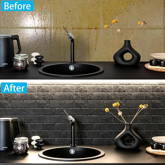 Peel and Stick Subway Tiles, Matte Black Self-Adhesive Backsplash