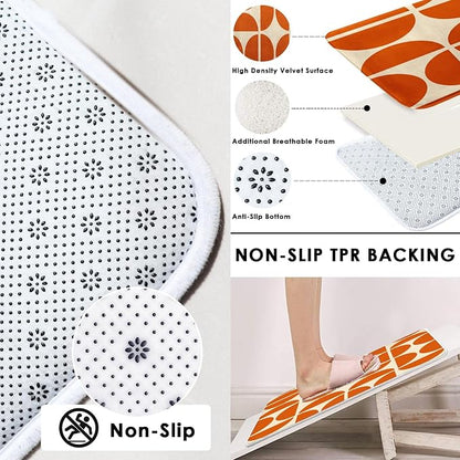 Bathroom Sets with Shower Curtain and Rugs, 4 Pcs, Minimalist Boho | Abstract Vintage Geometric Bathroom Decor Set with Toilet Lid Cover, Non-Slip Bath Mats and Accessories 12 Hooks