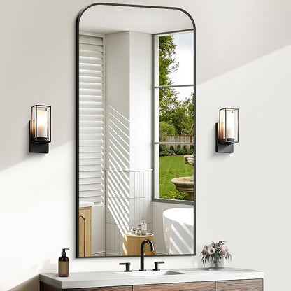 COFENY Bathroom Mirror, 24x48 inch Black Rectangle Wall Mounted Mirror with Thin Frame, Bathroom Vanity Mirrors for Over Sink, Entryway, Living Room, Bedroom