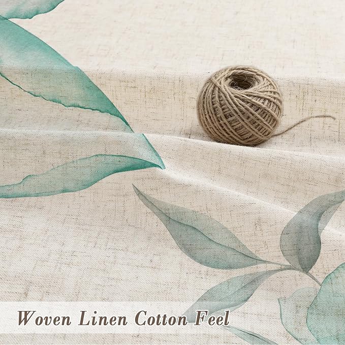 Teal Floral Linen Shower Curtain, Watercolor Botanical Design, 72 x 72 | Boho Floral Design, Watercolor Botanical Style, Ink Painting Flowers & Leaves, Linen Blend Fabric Curtain