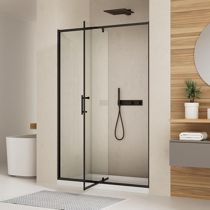 Royal Guard 38-42" W x 71" H Pivot Glass Shower Door,Matte Black | Shower Doors with 4-Inch Adjustable Width, 6mm SGCC Tempered Glass, Reversible Installation,Magnetic Closing,Easy to Clearn