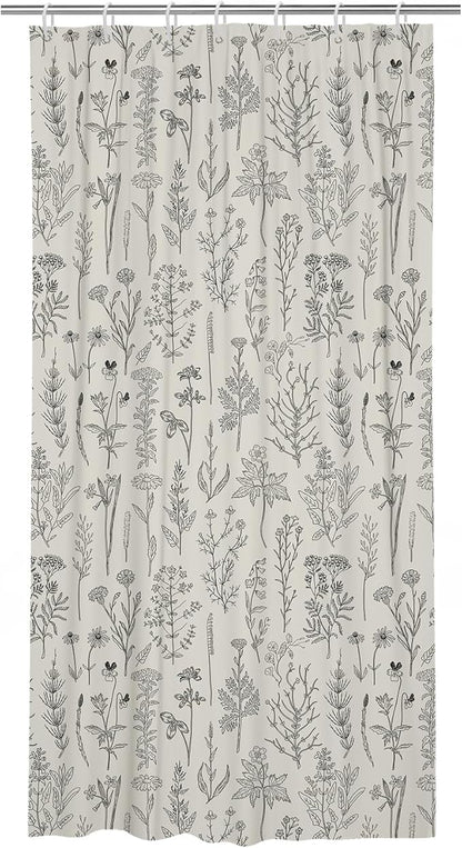 Coxila Vintage Floral Shower Curtain Stall Small Spring Farmhouse Beige Cream Neutral Rustic Flower Retro Country Half Narrow Single Walk in Stand up Bathroom 36x72 Inch Polyester Fabric 7 Pack Hooks