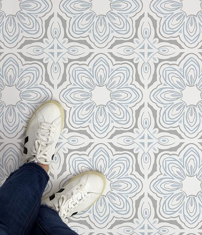 FloorPops Blue Morris Peel & Stick Floor Tiles, FP3827