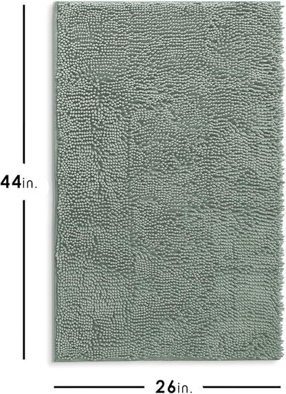 Hearth & Harbor Bathroom Rugs, Chenille Bath Mat - Machine Washable Bath Mats for Bathroom Non-Slip Backing Rubber, Quick Dry Bathroom Mat, 26 x 44 - Ice Green
