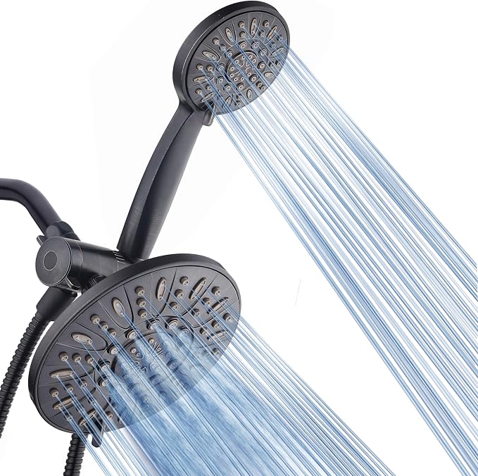AquaDance 7" Premium High Pressure 3-way Rain & Handheld Shower Head Combo | Enjoy Dual 6-Setting Luxury Shower Heads Separately or Together for the Best of Both Worlds! Stainless Steel Hose - Bronze