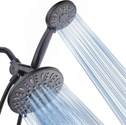 AquaDance 7" Premium High Pressure 3-way Rain & Handheld Shower Head Combo | Enjoy Dual 6-Setting Luxury Shower Heads Separately or Together for the Best of Both Worlds! Stainless Steel Hose - Bronze