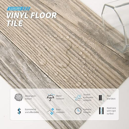 Art3d 36-Pack Wood Texture Peel and Stick Vinyl Flooring Tiles, Aged Wood | 18 & 54 sq.ft Options, Rigid Surface Hard Core, Waterproof, Self-Adhesive, Impact Resistant, Fit Indoor Household Spaces