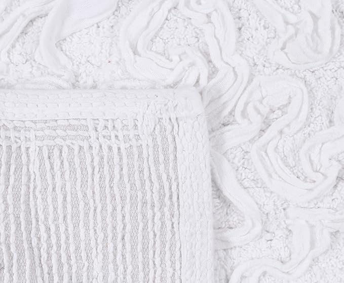Home Weavers Bell Flower Toilet Tank Lid Cover – 10"x22", 100% Cotton, Tufted, Soft & Absorbent, Non-Slip, Machine Washable Bathroom Décor, White