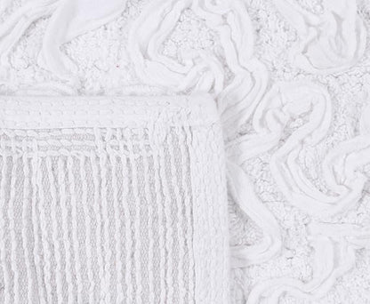 Home Weavers Bell Flower Toilet Tank Lid Cover – 10"x22", 100% Cotton, Tufted, Soft & Absorbent, Non-Slip, Machine Washable Bathroom Décor, White