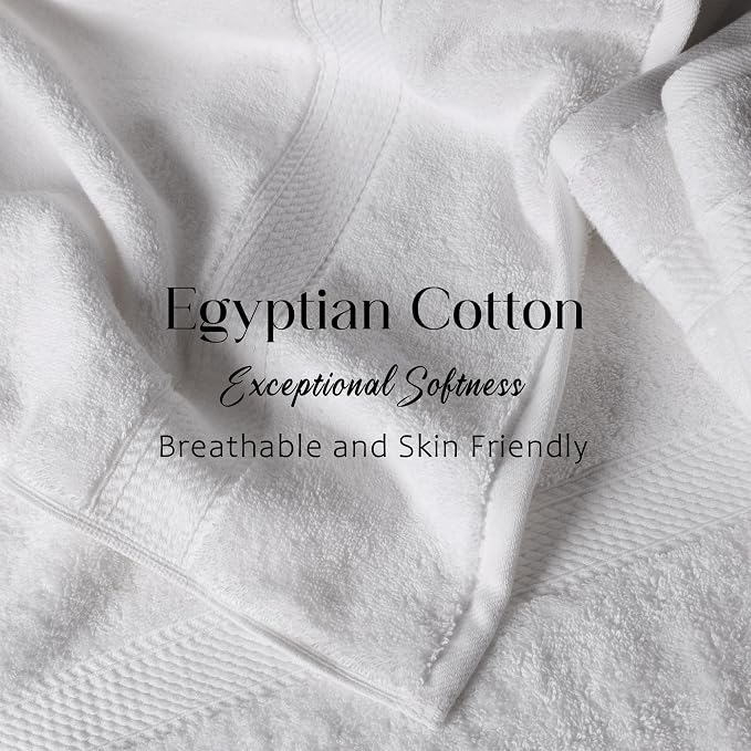 SUPERIOR Egyptian Cotton Ultra Plush & Absorbent, 3 Piece Set, White | Quick Dry, Soft Luxury Towel Set, Bath Essentials, Guest Bath, Spa, 1 Bath, 1 Hand, 1 Face Towels, Madeline Towels