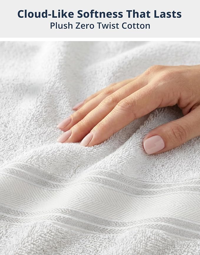 LANE LINEN Towel Set for Bathroom 12 Piece Soft Absorbent Quick Dry - White | Towels And Washcloths Sets - Oversized & Roomy, Lightweight & Breathable, Fade-Resistant Color, Classic Terry Weave