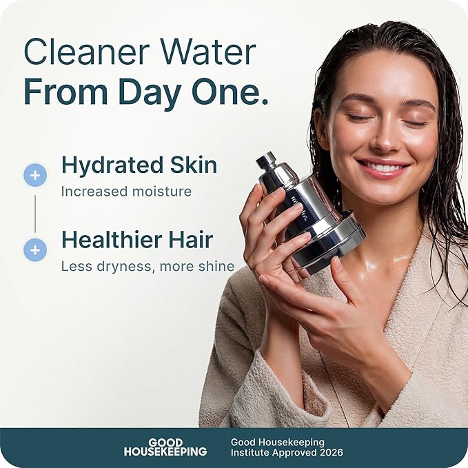 MyHalos® Filtered Shower Head, Shower Head Filter for Hard Water (Chrome) | High Pressure, Removes Chlorine & Heavy Metals, Water Softener, Filter Shower Head, Water Filter, Filtro Para Ducha De Baño