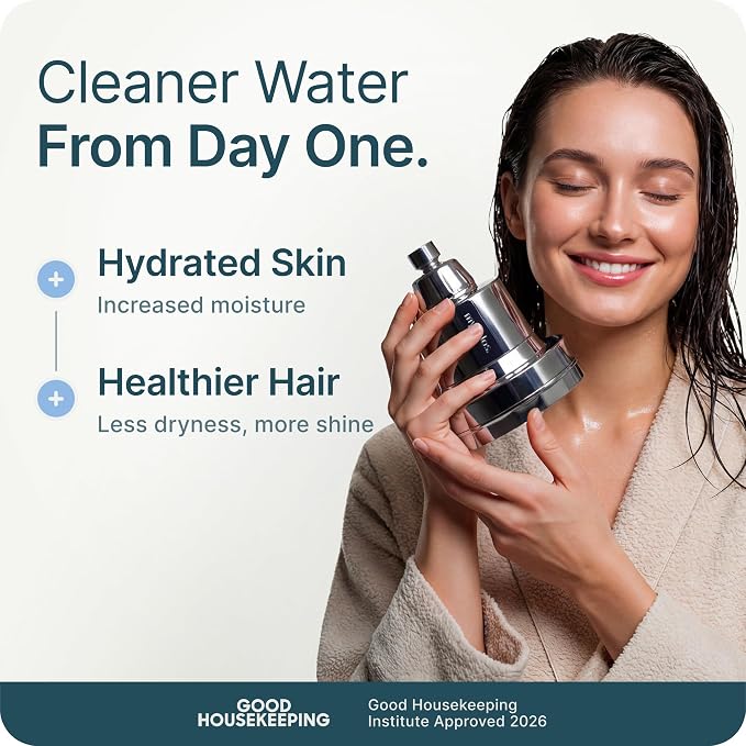 MyHalos® Filtered Shower Head, Shower Head Filter for Hard Water (Chrome) | High Pressure, Removes Chlorine & Heavy Metals, Water Softener, Filter Shower Head, Water Filter, Filtro Para Ducha De Baño