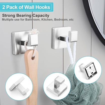 Herogo Bathroom Accessories Set, 23.5 Inch 5 Pieces Brushed Nickel Bathroom Hardware Set, Bath Towel Racks Bars with Toilet Paper Holder, Hand Towel Holder Ring & Hooks, Wall Mount