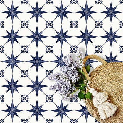 MORCART 20PCS 7.87" x 7.87" Peel and Stick Floor Tile, Blue Star | Self-Adhesive DIY Vinyl Flooring, Removable and Waterproof Tile Sticker for Bathroom, Kitchen, Wall, Bedroom, Stairs