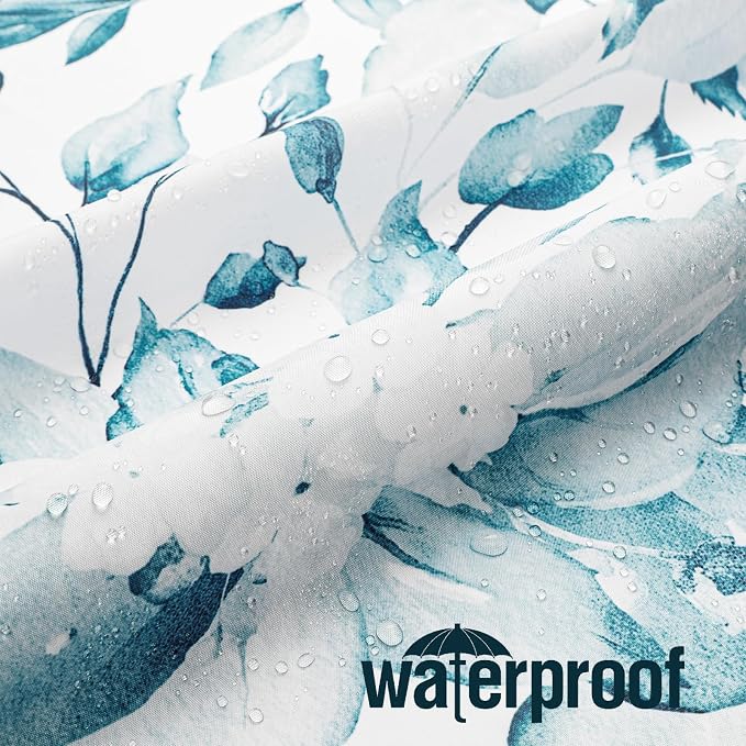 Spa Blue Eucalyptus Shower Curtain, Watercolor Floral Print, 36x72 | Watercolor Plant Leaves Floral Print, Waterproof Fabric Bathroom Decor, Machine Washable, Rustproof Grommets