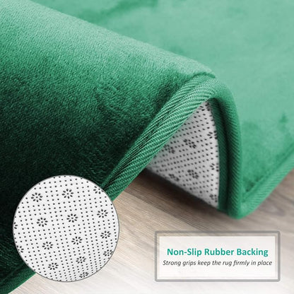 Clara Clark Bathroom Rugs, Velvet Memory Foam Bath Mat, Non-Slip, Machine Washable Bath Rugs - Dries Quickly, Ultra Soft Plush Bath Mats for Bathroom, 20 x 32, Hunter Green