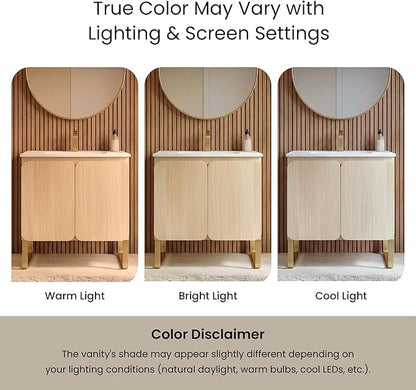 30" Bathroom Vanity Combo, Modern Bathroom Cabinet with Sink and 2 Soft-Closing Doors, Large Storage with Adjustable Shelf for Small Space, Light Wood - Dalia Collection