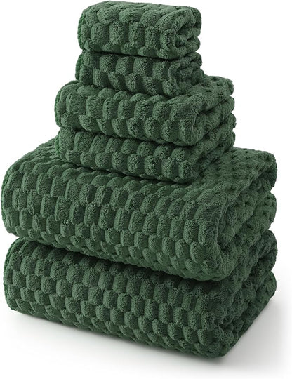 REDKISS Olive Green Microfiber Towels Set of 6-35x70 Inches Oversized Bath Sheets, Extra Large Bath Towels Set of 6, Super Soft Quick Dry Lint Free Absorbent Waffle Microfiber Shower Towels