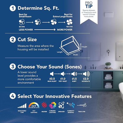 Broan-NuTone® Roomside Series Humidity Sensing Bathroom Exhaust Fan, 80 CFM, ENERGY STAR®