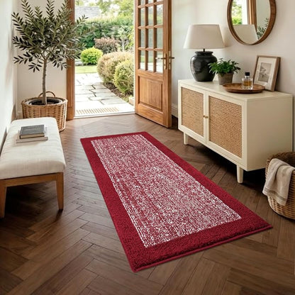 48x24 Long Bathroom Rugs Washable Non Slip, Red Bath Mat for Bathroom Floor Tub, Soft Absorbent Quick Dry Mats for Shower, Bathtub,Home Decor