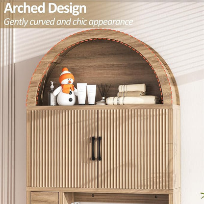 Spurgehom Over Toilet Storage Cabinet, Bathroom Arch Organizer,Wood | Freestanding Arch Bathroom Cabinet with Anti-Tipping Safety Kit, Space-Saving Toilet Storage Shelf, Toiletries Organization.