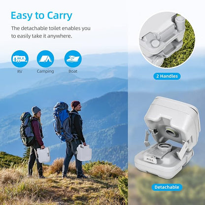 YITAHOME 2.6 Gallon Portable Toilet for Camping | RV Travel Potty with Press Flush Pump, Anti-leak Seal Ring for Travel, Boating, Hiking, Trips