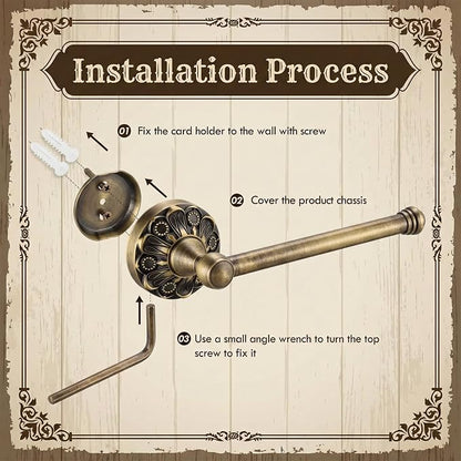Cinnvoice 6 Pcs Antique Brass Bathroom Accessories Set 24 Vintage Bronze Towel Rack, Toilet Paper Holder, Hand Wash Cloth Holder and Rotatable Towel Ring Wall Mounted Antique Gold Hardware Supply