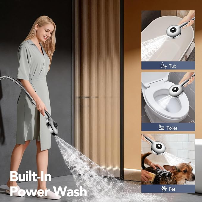 High Pressure Rain Showerhead Combo, 2026 Magnetic Shower Head Set with Detachable 8-Mode Handheld Shower Spray, Adjustable Angle Dual Showerhead System with Built-in Magnetic Docking and Power Jets