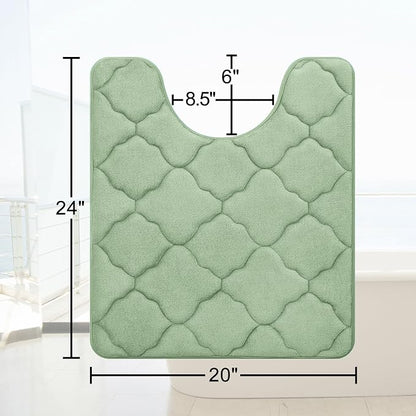 OLANLY Memory Foam Toilet Rugs U-Shaped 24x20, Ultra Soft and Absorbent Bathroom Rugs, Non-Slip, Comfortable, Machine Washable Contour Bath Mat for Toilet Base, Home Decor Accessories, Sage Green