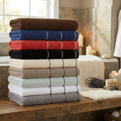 Lavish Home 6 Piece Bathroom Towels Set - 525GSM 100% Cotton Bathroom Essentials - 2 Bath Sheets, 2 Hand Towels, and 2 Wash Cloths for Bath, Shower, Gym, Spa, and Dorm Room (Black)