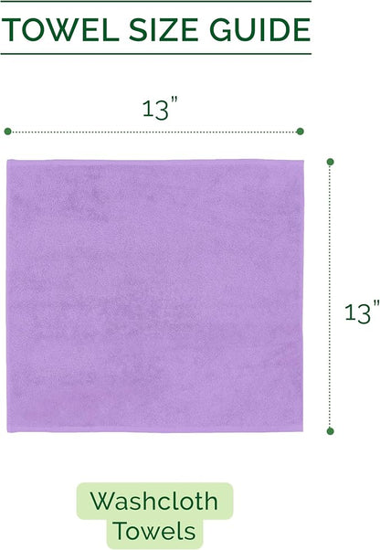 Elegant Comfort 100% Turkish Cotton Corduroy Ribbed Luxury Washcloths 6 Pack Soft 13 x 13 Inch - Higly Absorbent, Durable, Quick Dry, Spa Premium Hotel Quality for Bathroom or Travel, Lilac