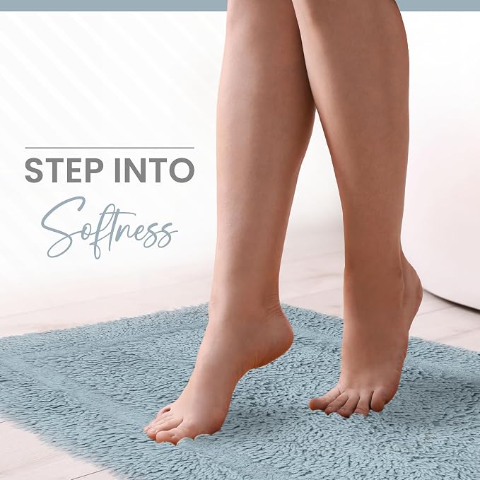 Martex Ringspun Bath Rug, 20" x 30", Soft Blue | 100% Cotton, Super Soft, Super Absorbent, Non-Slip, Quick Drying