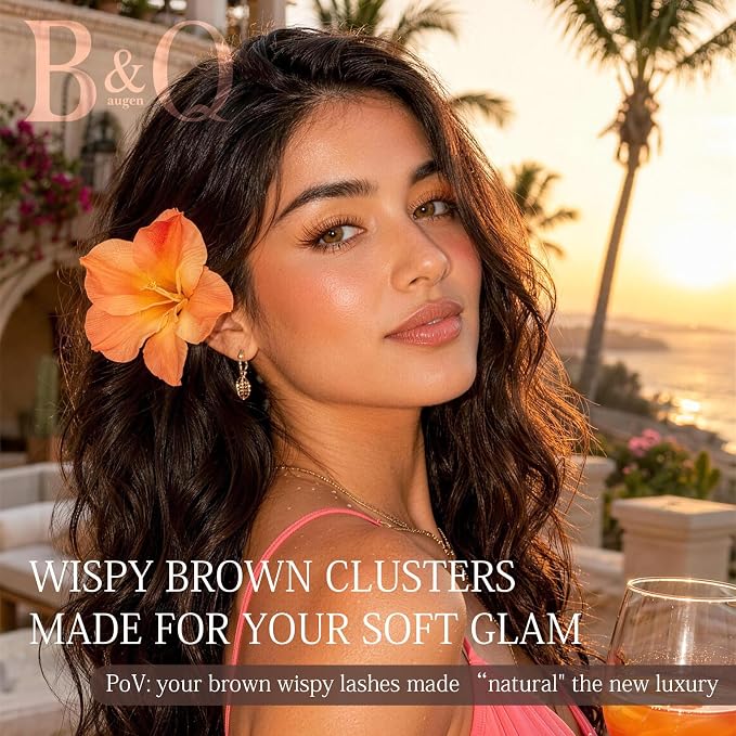 B&Q Brown Lash Clusters, Mocha C Curl Natural Look, 144 Pcs | Brown lash clusters C curl 8-16mm, soft natural look, versatile for all hair colors, DIY daily wear work wedding party travel