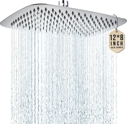 G-Promise All Metal 12 Inch Large Rain Shower Head for Ceiling or Wall | Built to Last, Rust Resistant 304 Stainless Steel, Easy to Install, Full Body Coverage Rainfall Shower Head, Daily SPA
