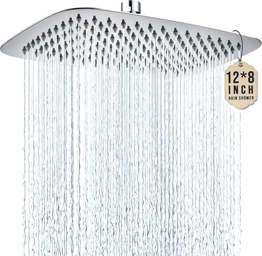G-Promise All Metal 12 Inch Large Rain Shower Head for Ceiling or Wall | Built to Last, Rust Resistant 304 Stainless Steel, Easy to Install, Full Body Coverage Rainfall Shower Head, Daily SPA