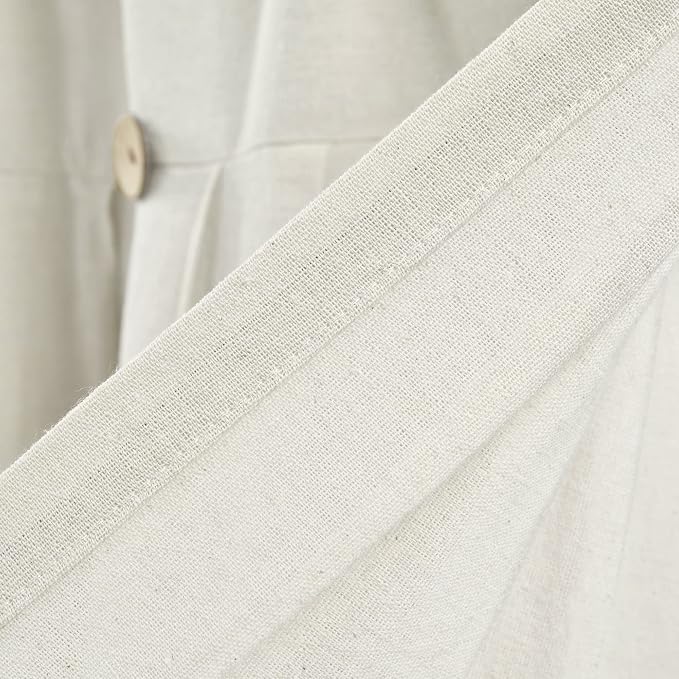 Lush Decor Linen Button Farmhouse Valance Curtians 52"W x 18"L Off White - Linen Valances For Windows - Kitchen Curtains Valances - Bathroom Curtain
