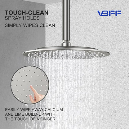 VBFF-Shower Head,rain shower head, 10 inch- Round Shower Head, 1.8 GPM Flow Rate, rainfall showerhead,VBFF12 (Brushed Nickel)