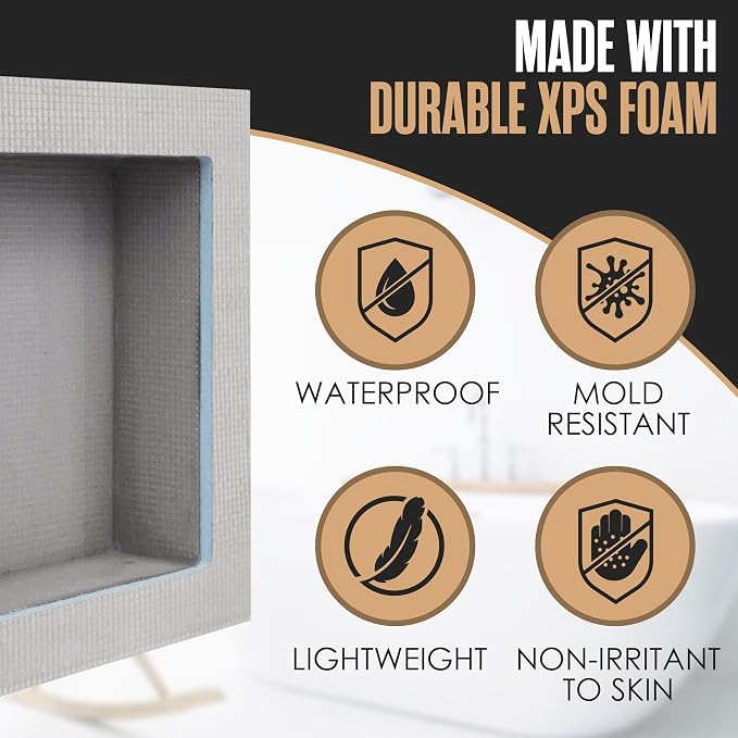Shower Niche, Shower Niche Insert Tile Ready, 12x12 Inch, Soap Box, Prefab | Houseables Recessed Bathroom Storage, In Wall Shelf, Cubby Inserts, Recessed Shampoo Caddy, Inset Shelves, Built In Nook