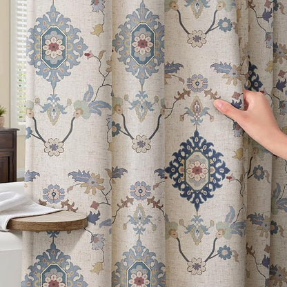 Boho Floral Shower Curtain, Vintage Cottage Core Shower Curtains for Bathroom, 72Wx72H Inch