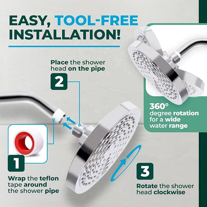 Winthorpe Conservation Rain Shower Head, Brushed Nickel, Round, Low Flow, High Pressure, 1.8 GPM Water Saving, 360 Degree, Eco and Energy Efficient Rainfall Showerhead