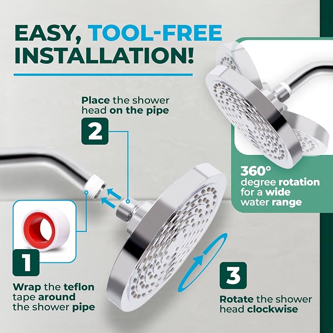 Winthorpe Conservation Rain Shower Head, Matte Black, Round, Low Flow, High Pressure, 1.8 GPM Water Saving, 360 Degree, Eco and Energy Efficient Rainfall Showerhead