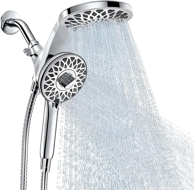 High Pressure Rain Shower Head with Handheld Spray Combo | Detachable Dual Shower Head with 10 Sprays Modes - Upgrade Knob Spray Mode Selector and Magnetic Guidance Docking System