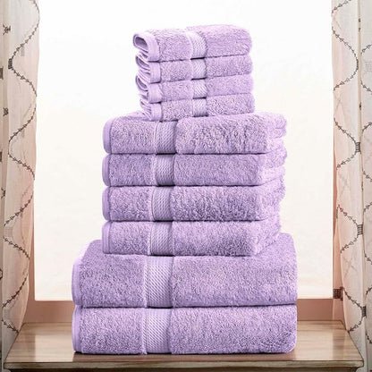Superior Egyptian Cotton Ultra Plush & Absorbent, 10 Piece Set, Purple | Quick Dry, Soft Luxury Towel Set, Bath Essentials, Guest Bath, Spa, 2 Bath, 4 Hand, 4 Face Towels, Madeline Towels