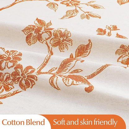 MitoVilla Extra Long Cotton Floral Shower Curtain for Bathroom,72 x 84 | Extra Long BoHo Cottagecore Spring Shower Curtains, Modern Farmhouse Country Plant Leaves Bathroom Décor, 72 x 84