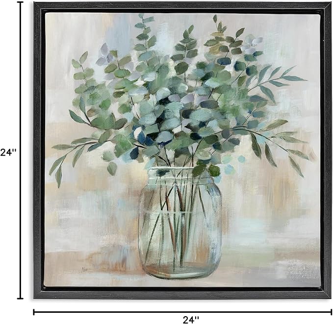 Soothing Eucalyptus Herb Arrangement, 24 x 24 Inch Canvas in Floater Frame | Stupell Industries · By Nan · Ready to hang · Perfect for farmhouse or rustic rooms · Made in USA